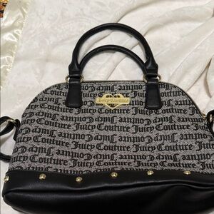 Juicy Couture Black and Beige Logo Dome Satchel